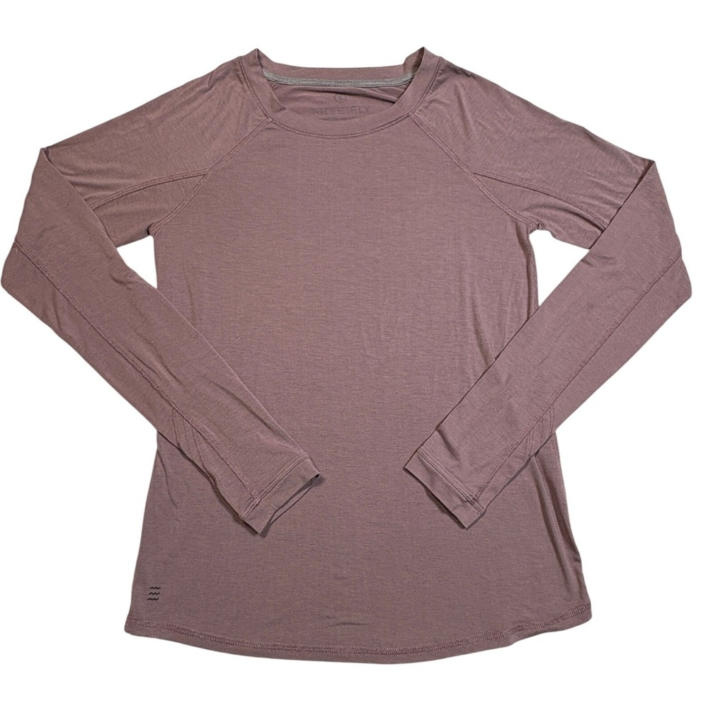 Free Fly Womens Bamboo Long Sleeve Shirt Mauve Purple Thumbholes Small FF-013021